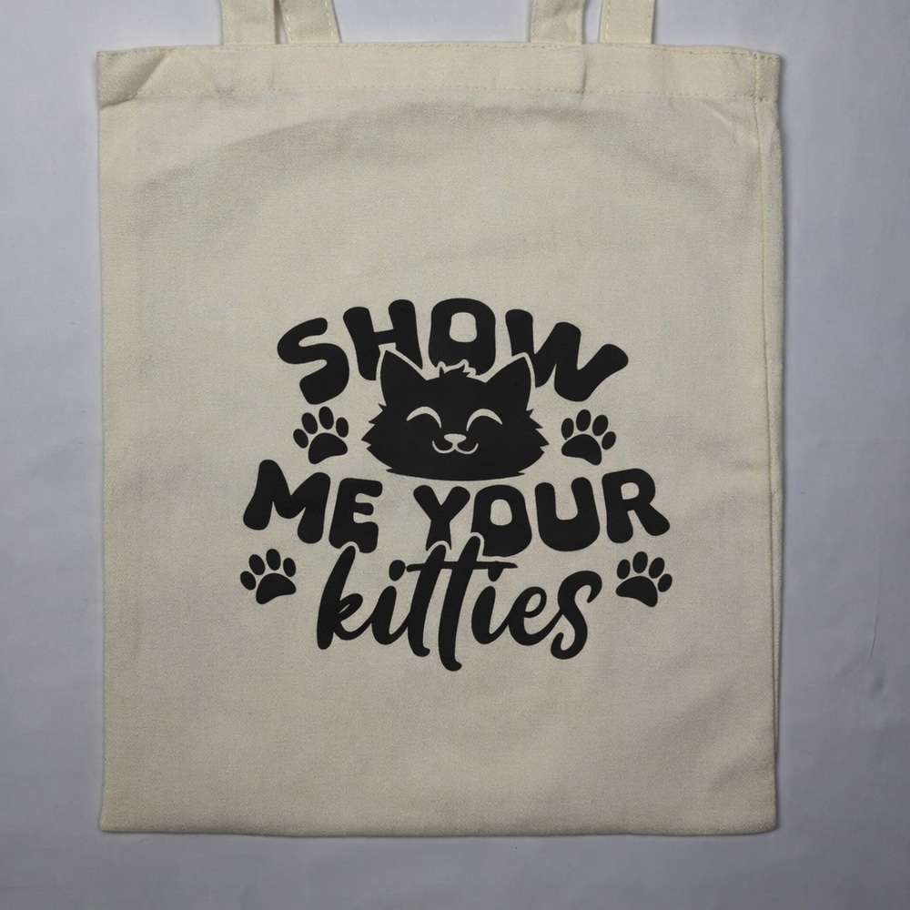 Show Me Your Kitties Canvas Tote‎ Bag Funny Cat Lover Gift Cute Market Bag